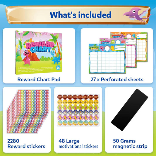 Kids Behavior & Responsibility Reward Chart with 2,328 Stickers – Daily Chore & Positive Habit Tracker