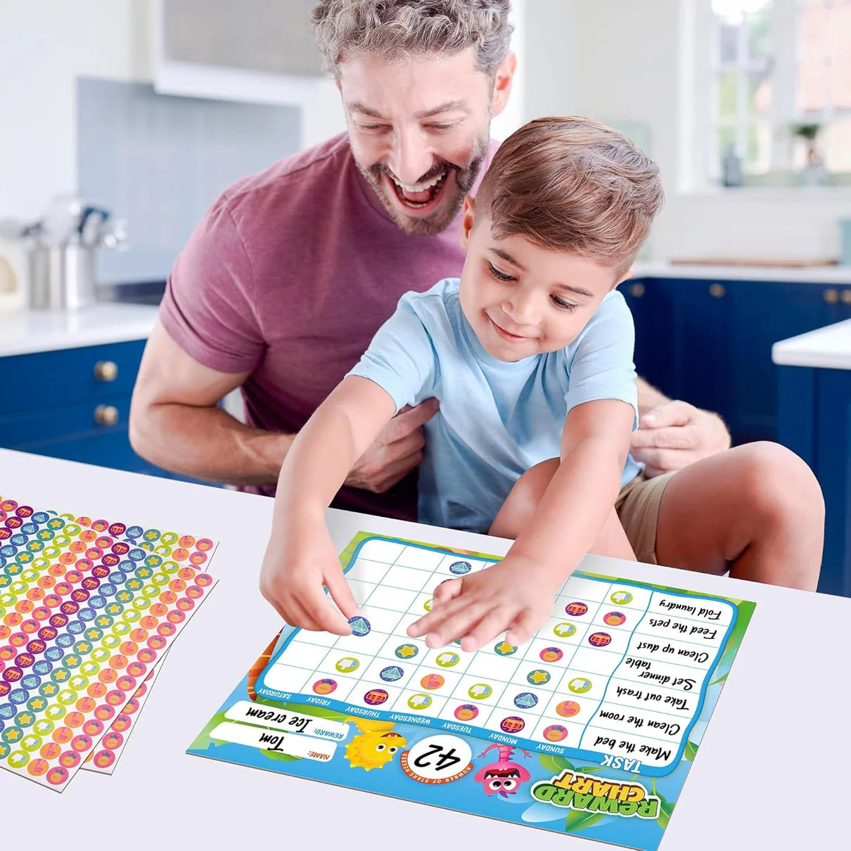 Kids Behavior & Responsibility Reward Chart with 2,328 Stickers – Daily Chore & Positive Habit Tracker