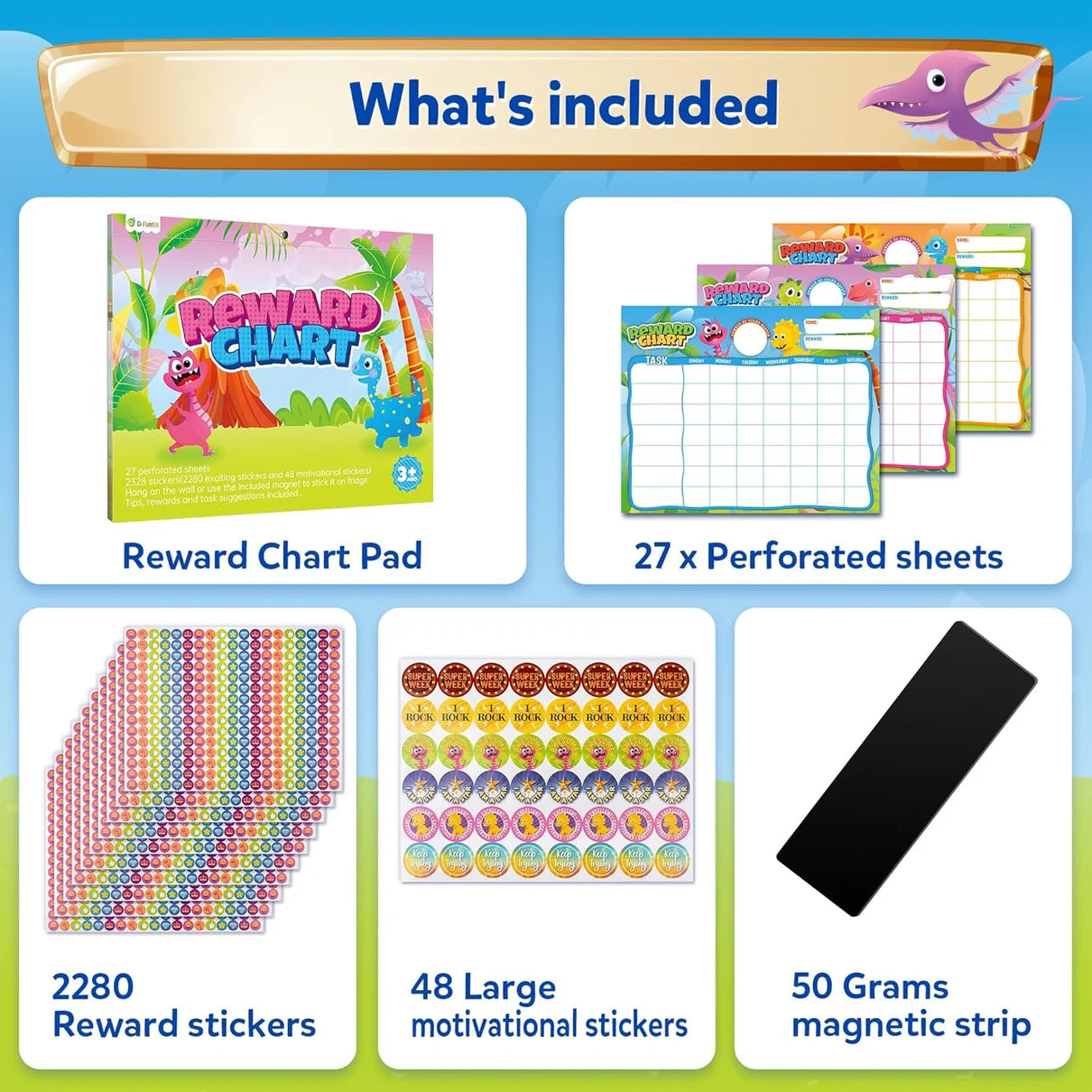 Kids Behavior & Responsibility Reward Chart with 2,328 Stickers – Daily Chore & Positive Habit Tracker