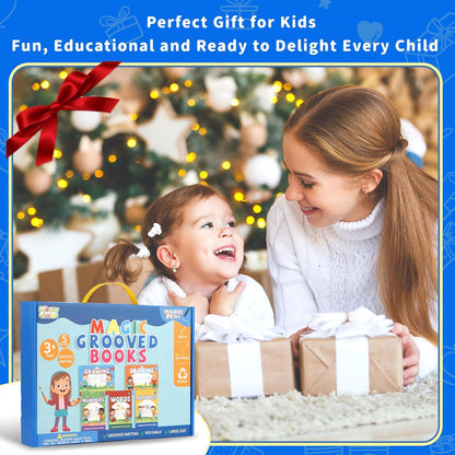 Magic Grooved Handwriting Practice Book for Kids 3-8 | Reusable Tracing Workbook with Auto-Fading Ink