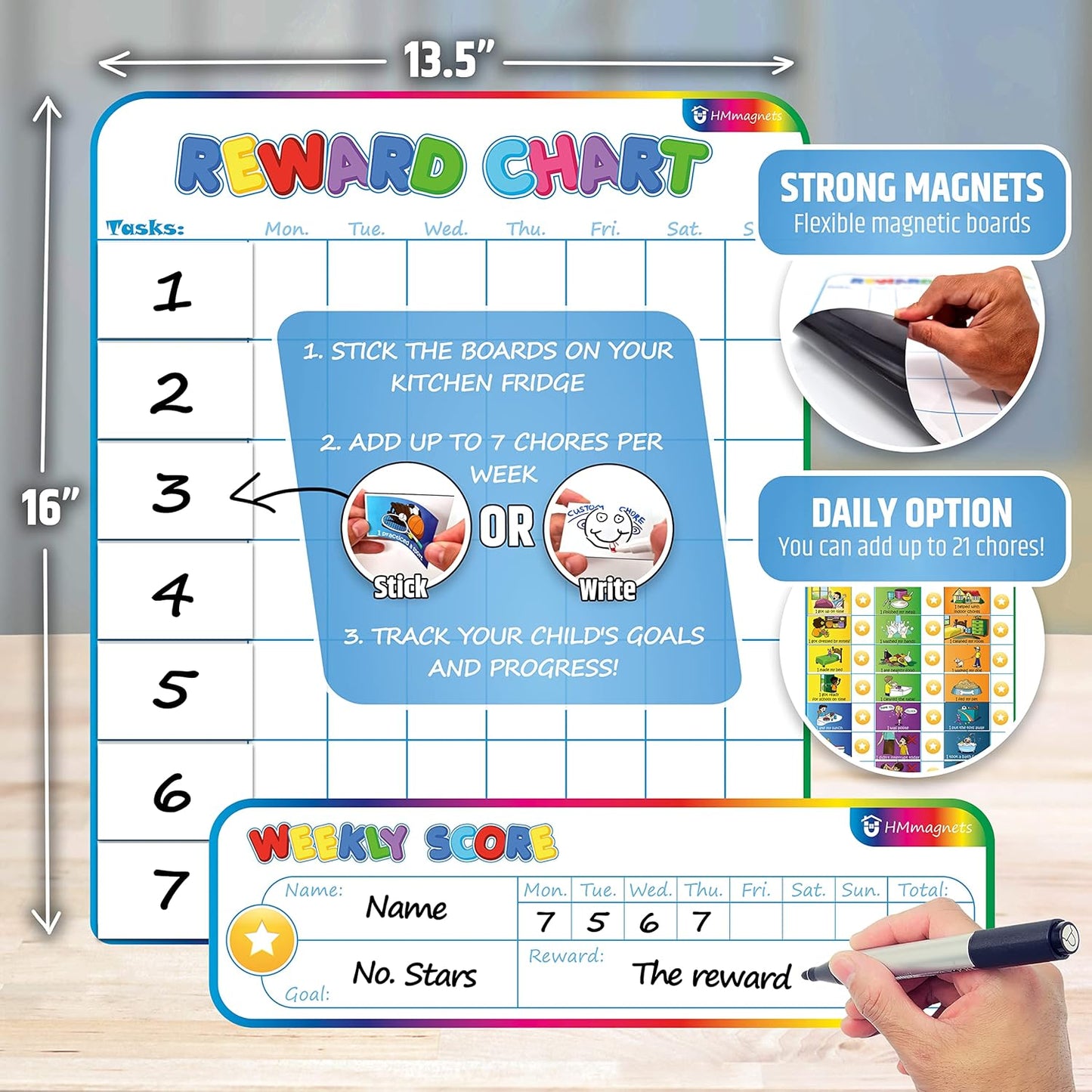 Large Magnetic Reward Chart for Kids – Behavior, Chore & Responsibility Tracker
