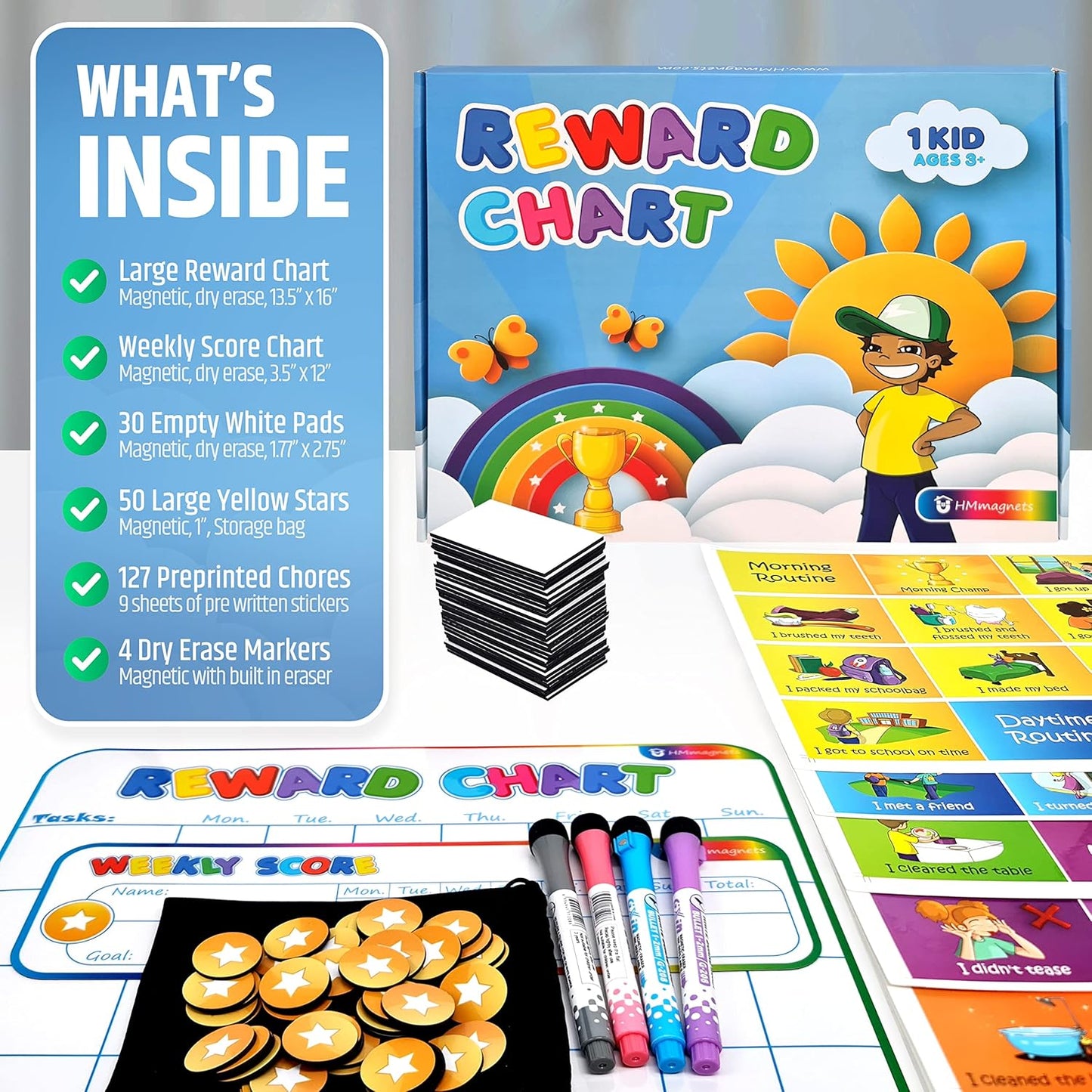 Large Magnetic Reward Chart for Kids – Behavior, Chore & Responsibility Tracker