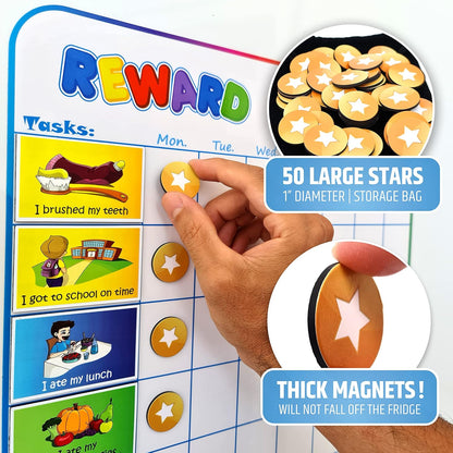 Large Magnetic Reward Chart for Kids – Behavior, Chore & Responsibility Tracker