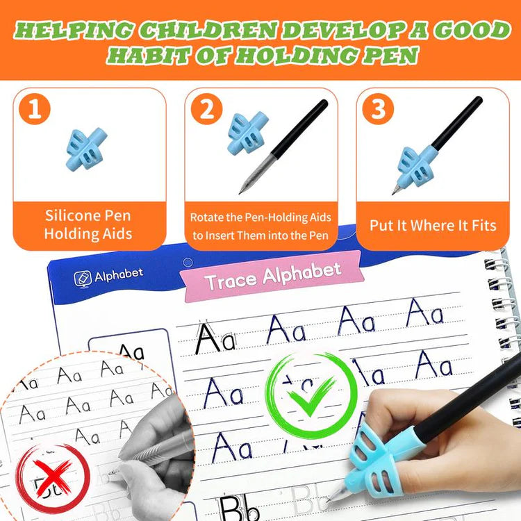 Magic Grooved Handwriting Practice Book for Kids 3-8 | Reusable Tracing Workbook with Auto-Fading Ink